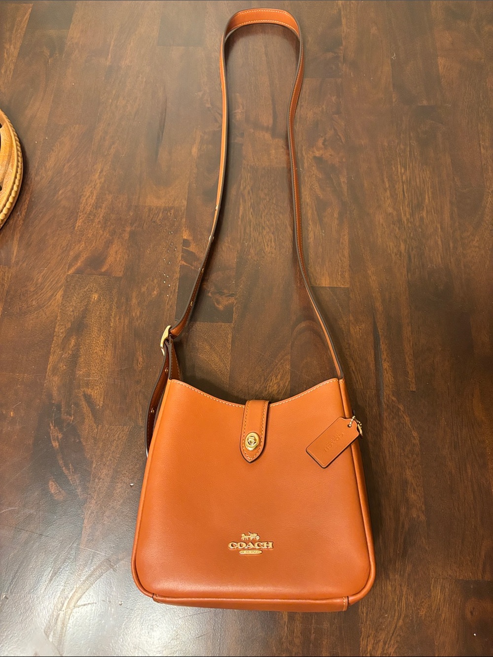 Coach Saddle Orange Leather Shoulder Bag with Gold Hardware